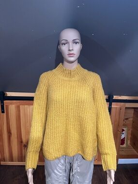 FARM Rio Mustard Yellow Chunky Mock Neck Sweater